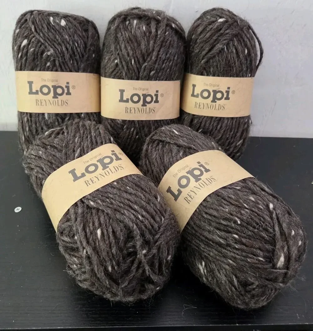 Lot 5 Lopi Icelandic Wool Yarn Charcoal Gray Tweed Bulky Reynolds